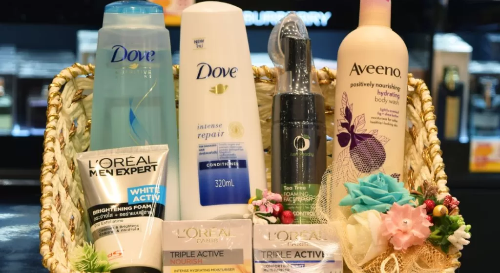 pack of products at a cosmetic shop