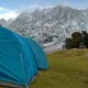A blue colored tent at the Camping site