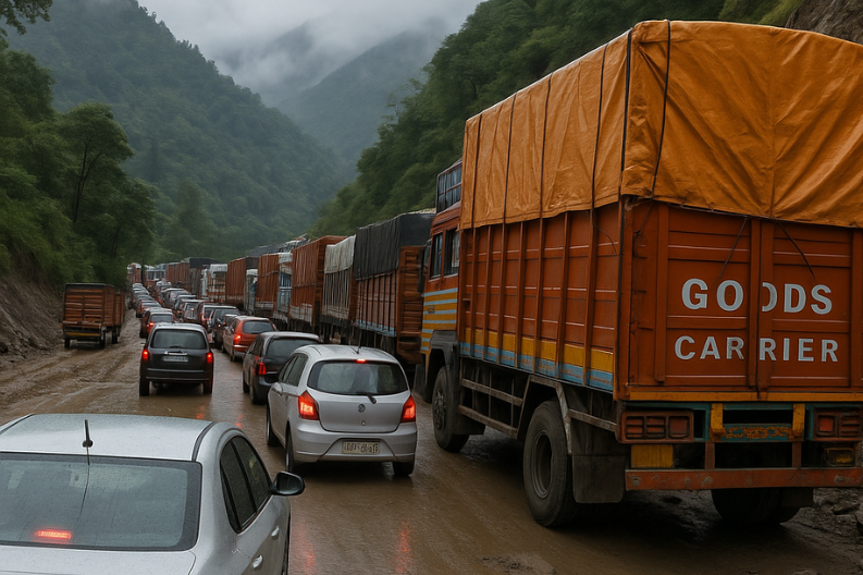 Severe Traffic Jam on Chandigarh-Kullu Highway Strands Vehicles