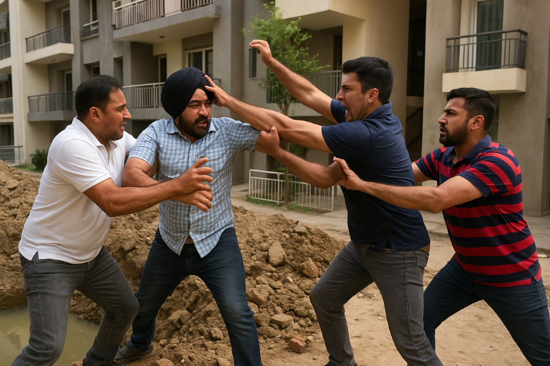 Brawl Over Sewer Work in Housing Society Causes Disturbance