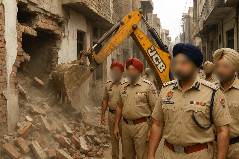 Police Demolish Illegal Property of Drug Trafficker in Gwal Mandi-min