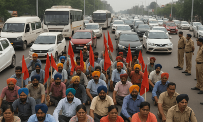 Traffic Chaos as Roadway Worker Protest on Kharar-CHD Highway