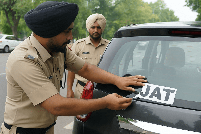 Caste Aside_ Panchkula Takes Action Against Caste Stickers on Car