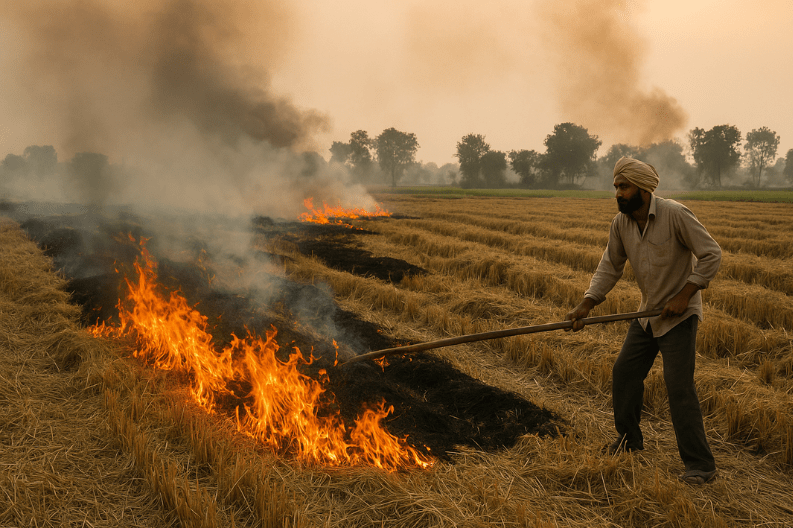 Punjab Sees Record Spike in Stubble Fires as Harvesting Picks Up