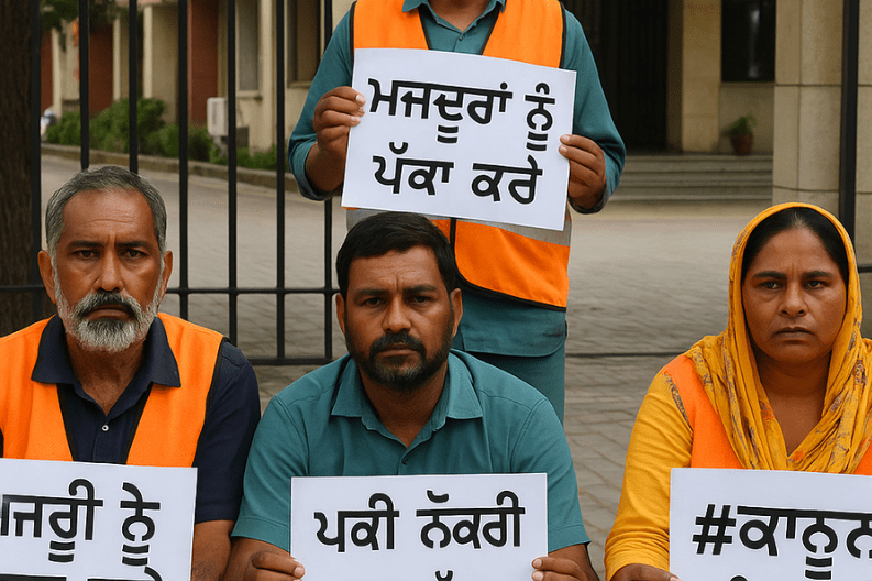 Sanitation Workers in Amritsar Go on Hunger Strike for Job Rights