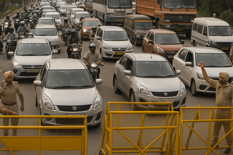Traffic Chaos at Mohali and Zirakpur as Barricades Block Entry to Chandigarh